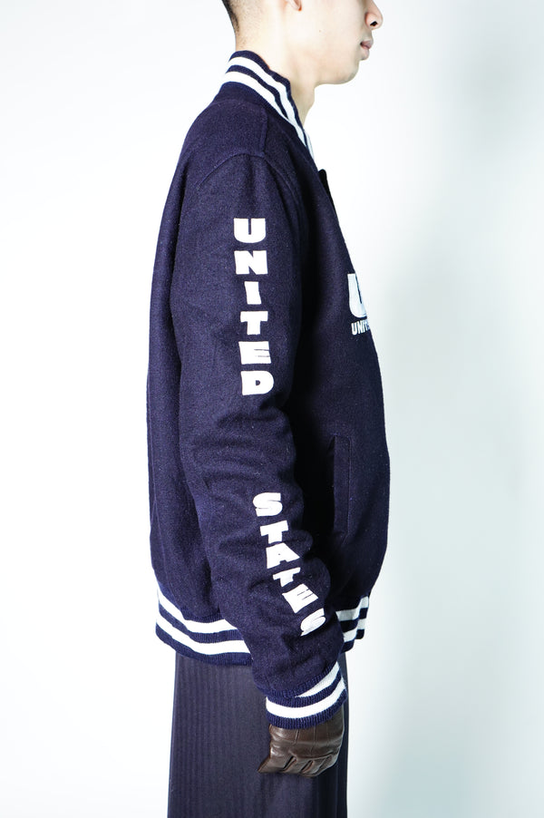90's "Marty Grace" -"USPS" Logo Patch Embroidery Wool Stadium Jacket-