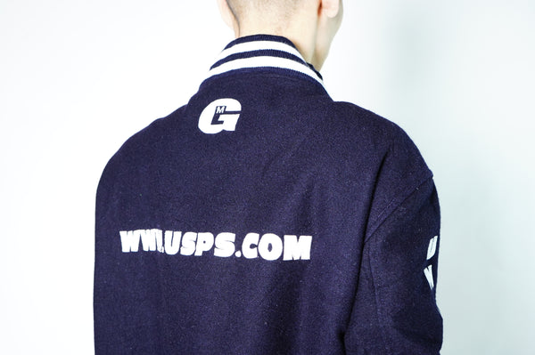 90's "Marty Grace" -"USPS" Logo Patch Embroidery Wool Stadium Jacket-