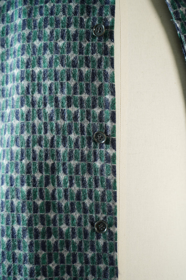 -Geometric Pattern Fly Front Shirt Jacket-