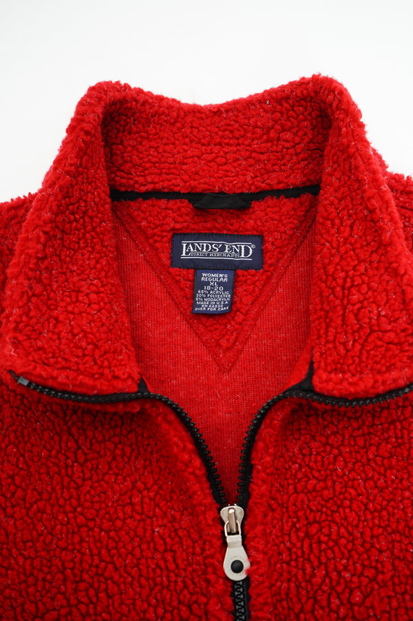 90’s "LANDS' END" -Zip Boa Fleece Vest-
