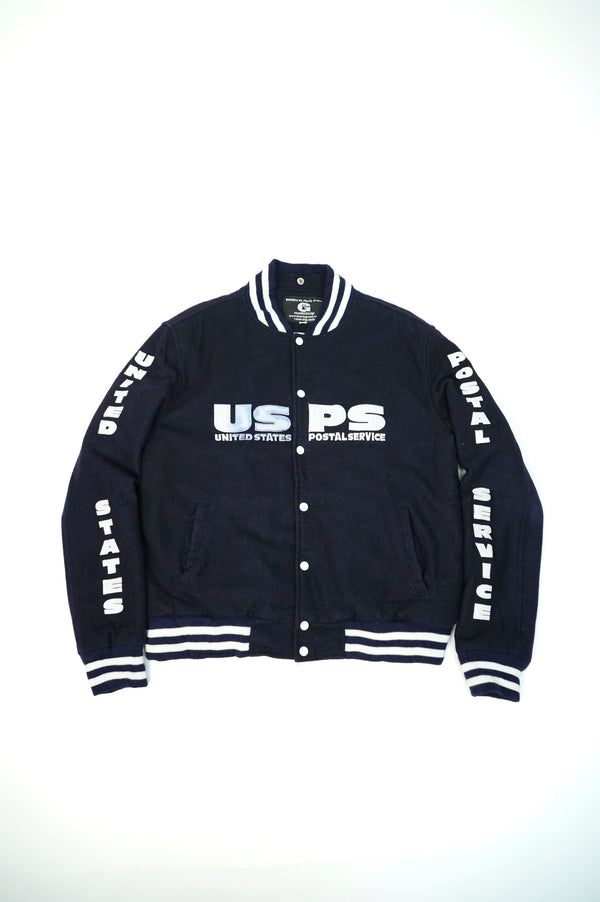 90's "Marty Grace" -"USPS" Logo Patch Embroidery Wool Stadium Jacket-