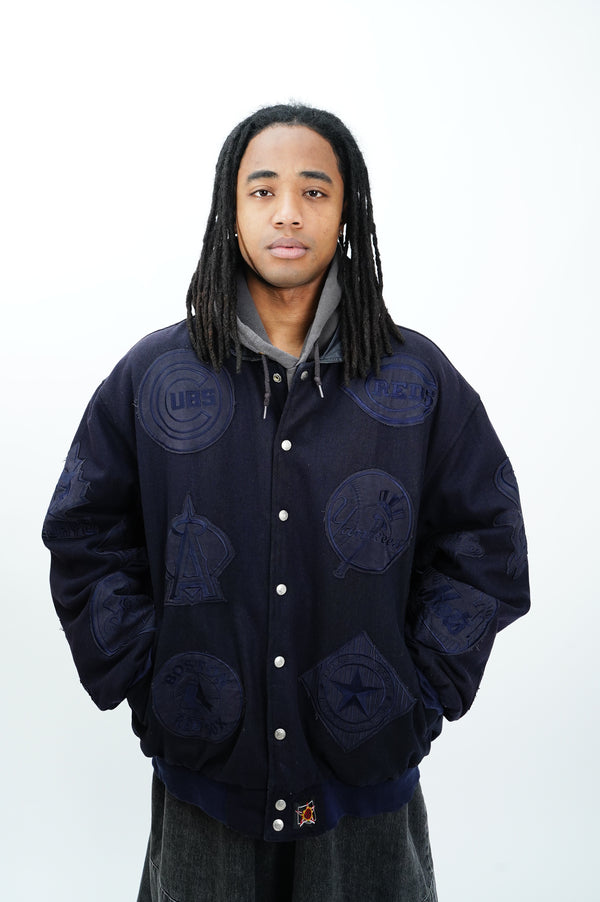 90’s "JH DESIGN" -MLB Team Logo Wool Reversible Sport Jacket-