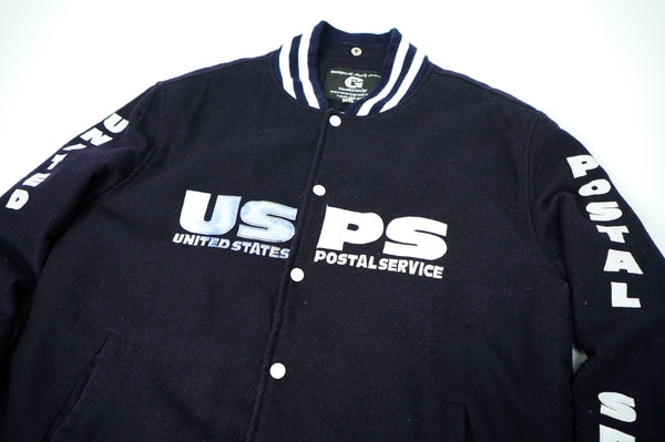 90's "Marty Grace" -"USPS" Logo Patch Embroidery Wool Stadium Jacket-