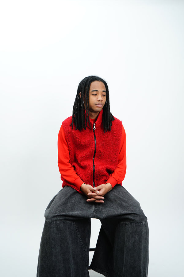 90’s "LANDS' END" -Zip Boa Fleece Vest-