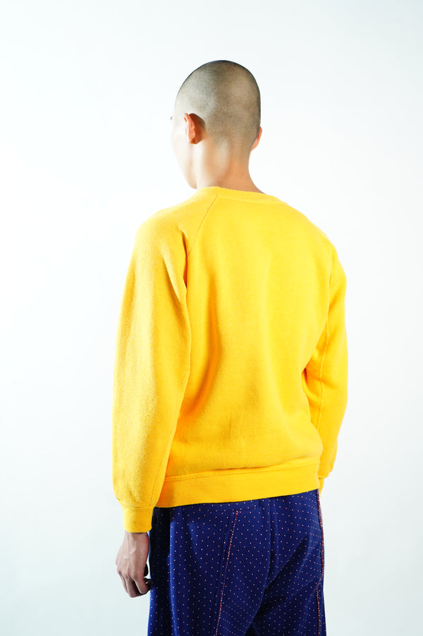70's "Walt Disney Productions" -"DENISE Disneyland"Flocky Printed Crew Neck Sweat Shirt-