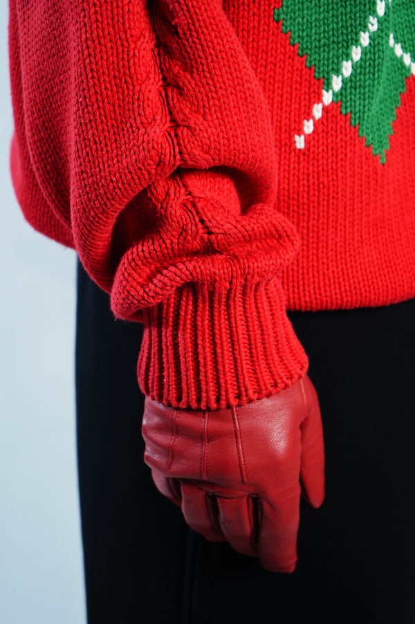 90's "GAP" -Argyle Patterned Crew Neck Cotton Knit Sweater-