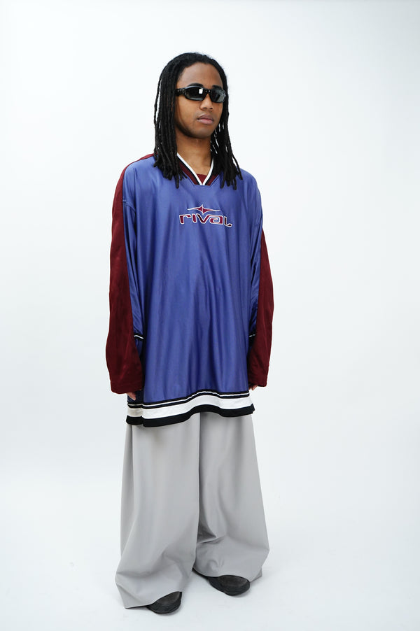 90's "rival" -Logo Embroidery Jersey L/S Game Shirt-