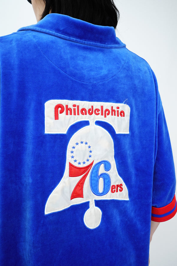 "HARD WOOD CLASSICS" -"Philadelphia 76ers" S/S Zip Shirt-