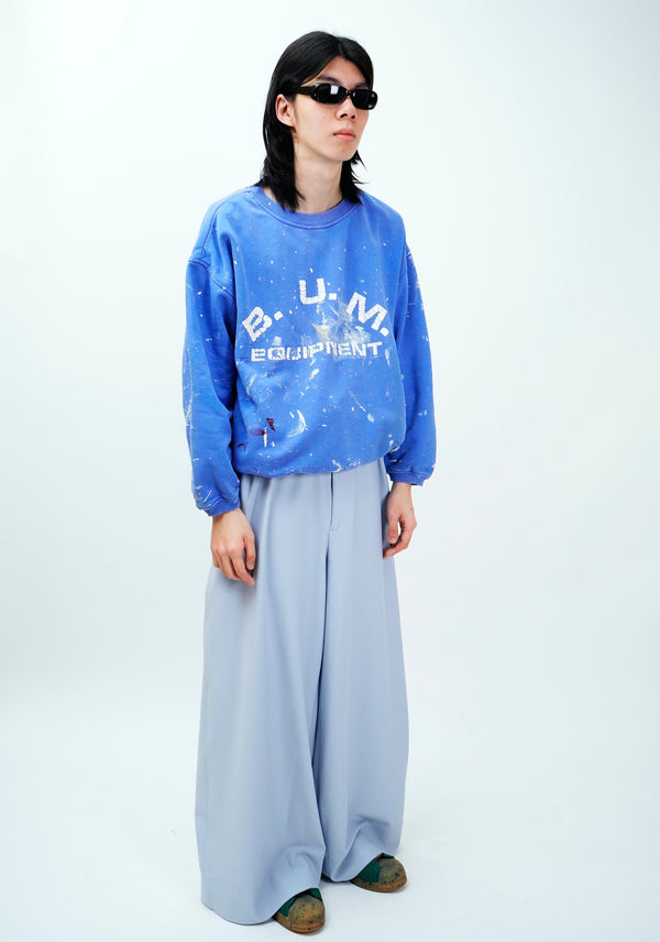 90's "b.u.m. equipment" -Logo Printed Wide Sweat Shirt (Paint)-