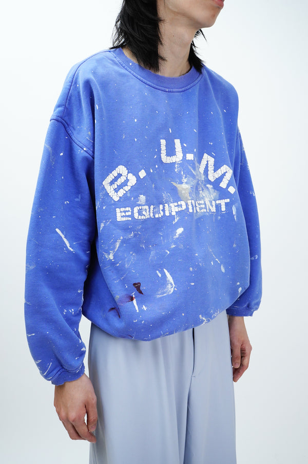 90's "b.u.m. equipment" -Logo Printed Wide Sweat Shirt (Paint)-