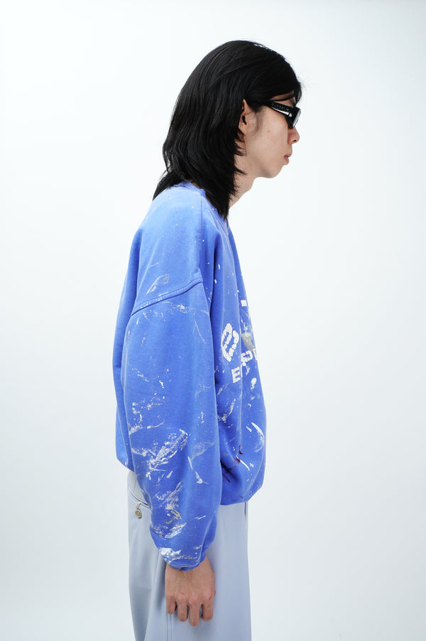 90's "b.u.m. equipment" -Logo Printed Wide Sweat Shirt (Paint)-