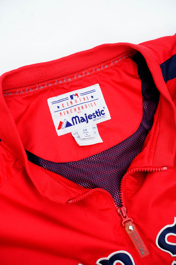 "majestic" -"RED SOX" Logo Embroidery Half Zip Pullover-