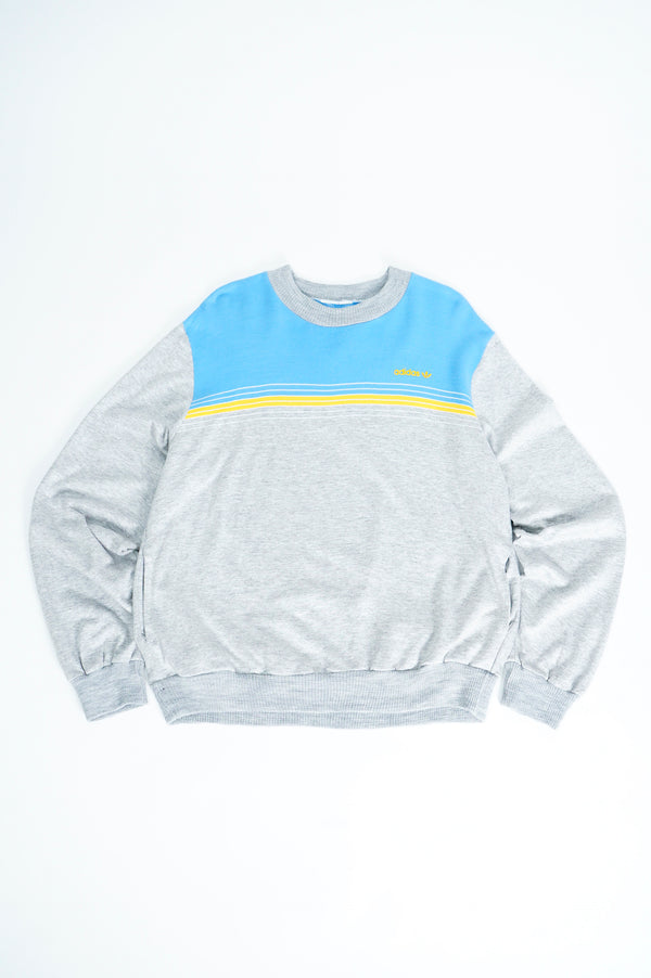 80’s "adidas" -Logo Flocky Printed Crew Neck Sweat Shirt-