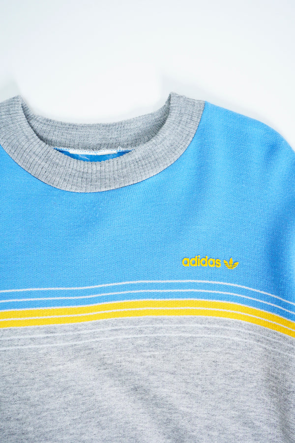 80’s "adidas" -Logo Flocky Printed Crew Neck Sweat Shirt-