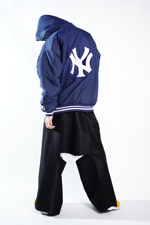 "STARTER" -"YANKEES" POLY/NYLON Padding Studium Jumper(WITH HOOD)-
