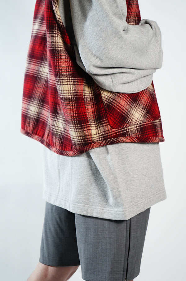 90's "BANANA REPUBLIC" -Ombre Check Pattern Boa Liner Vest-