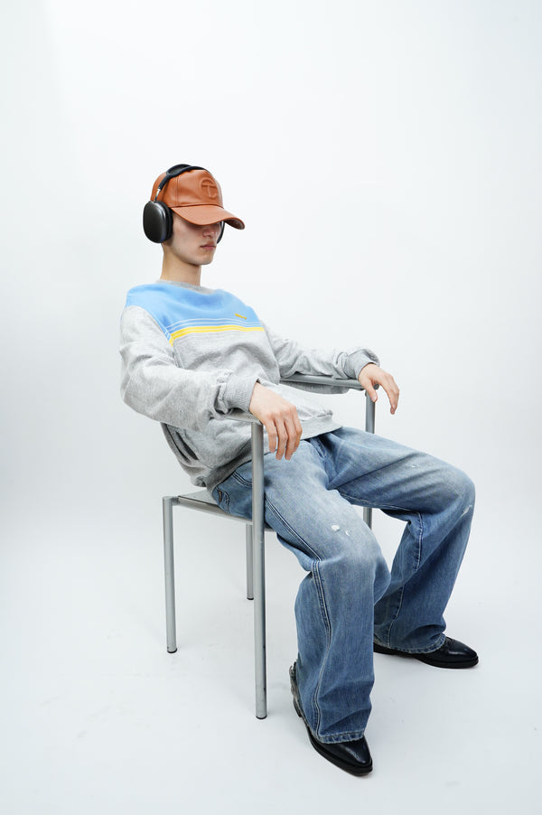 80’s "adidas" -Logo Flocky Printed Crew Neck Sweat Shirt-