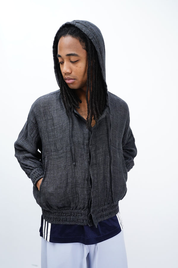 "eskandar" -"Bergdorf Goodman" Linen Hooded Jacket-