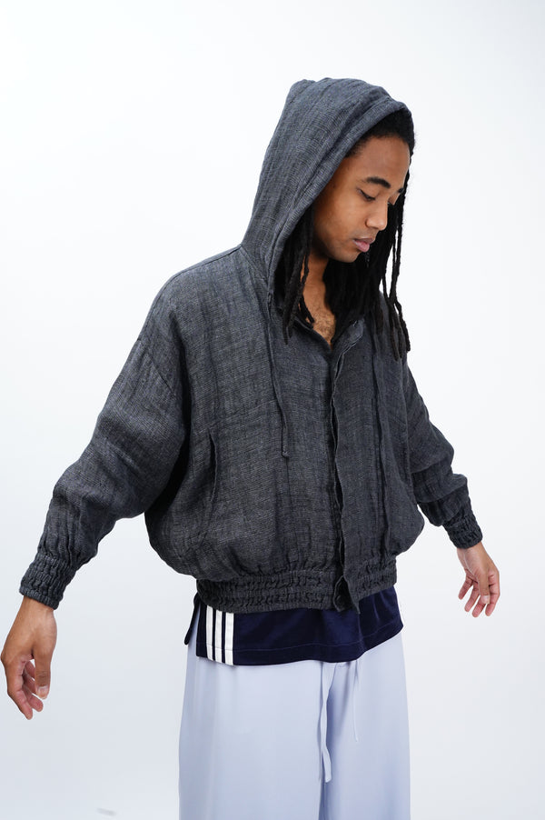"eskandar" -"Bergdorf Goodman" Linen Hooded Jacket-