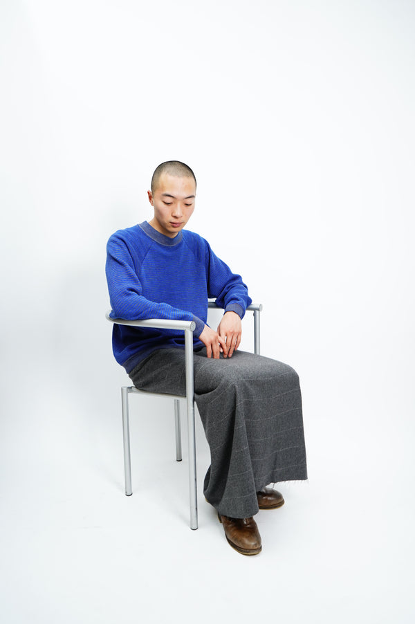 80’s "Creslan and Rayon" -Border Crew Neck Knit Sweater-