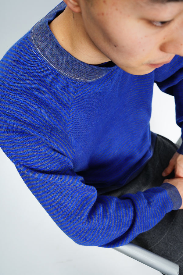 80’s "Creslan and Rayon" -Border Crew Neck Knit Sweater-
