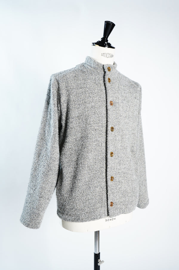 Grey Tumbled Wool Stand Collar Jacket