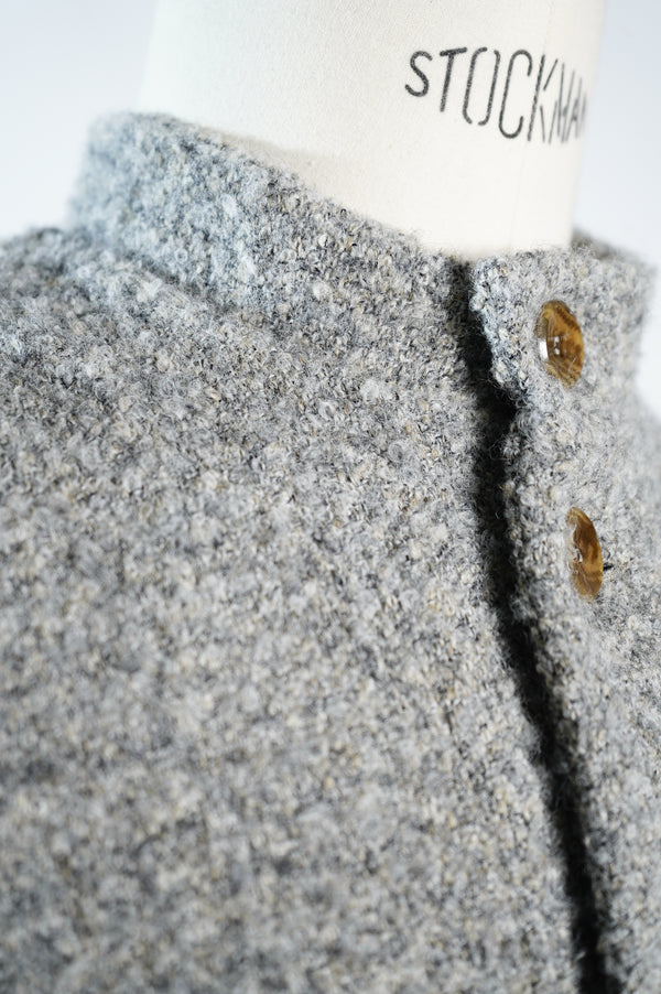 Grey Tumbled Wool Stand Collar Jacket