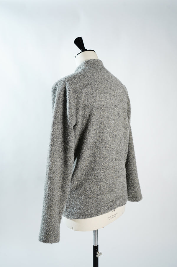 Grey Tumbled Wool Stand Collar Jacket