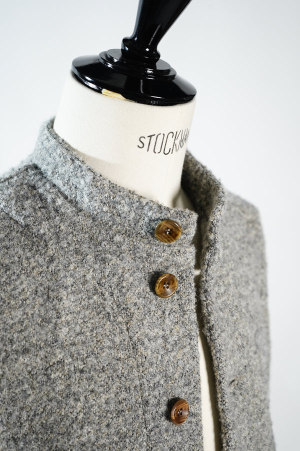 Grey Tumbled Wool Stand Collar Jacket