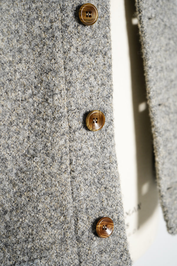Grey Tumbled Wool Stand Collar Jacket
