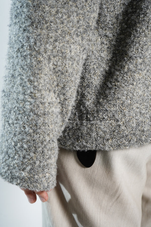 Grey Tumbled Wool Stand Collar Jacket