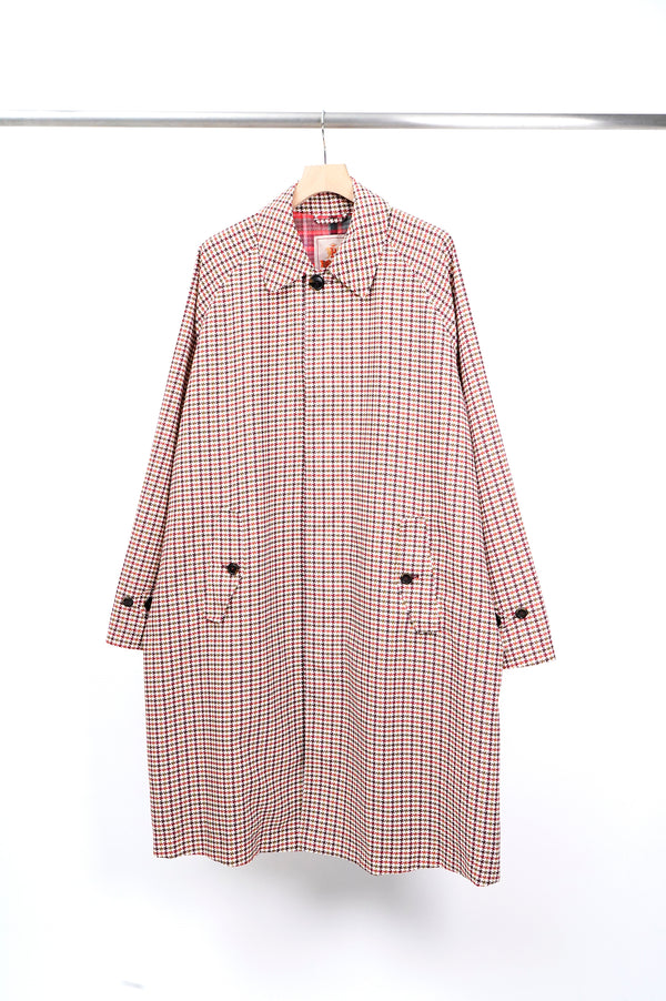 "BARACUTA" -Hounds Tooth Pattern Soutien Collar Coat-