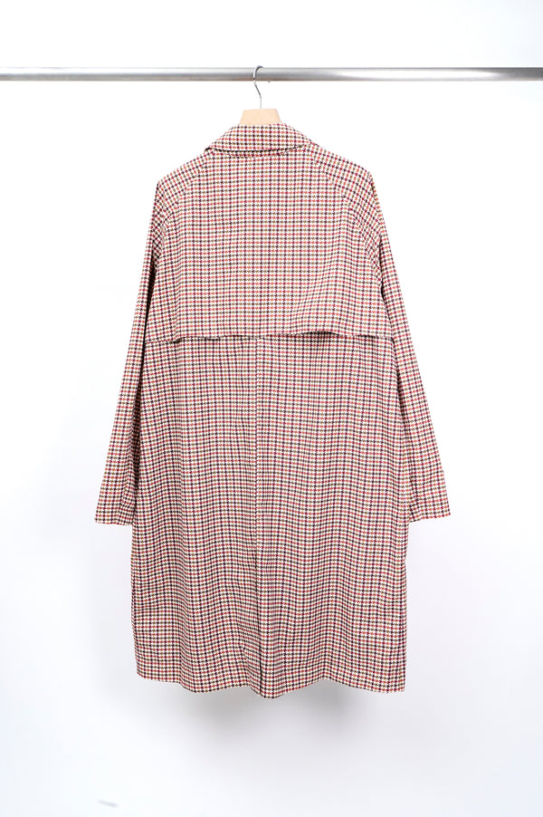 "BARACUTA" -Hounds Tooth Pattern Soutien Collar Coat-
