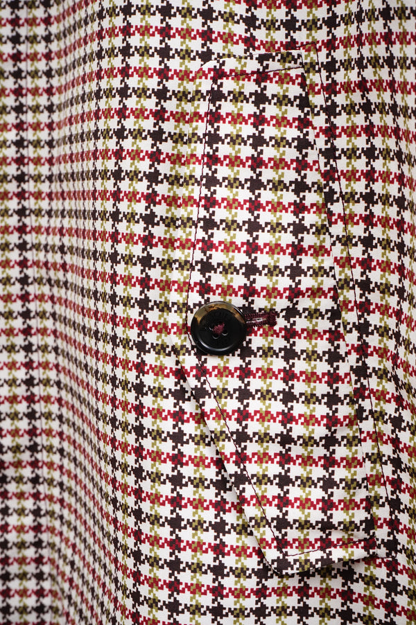 "BARACUTA" -Hounds Tooth Pattern Soutien Collar Coat-