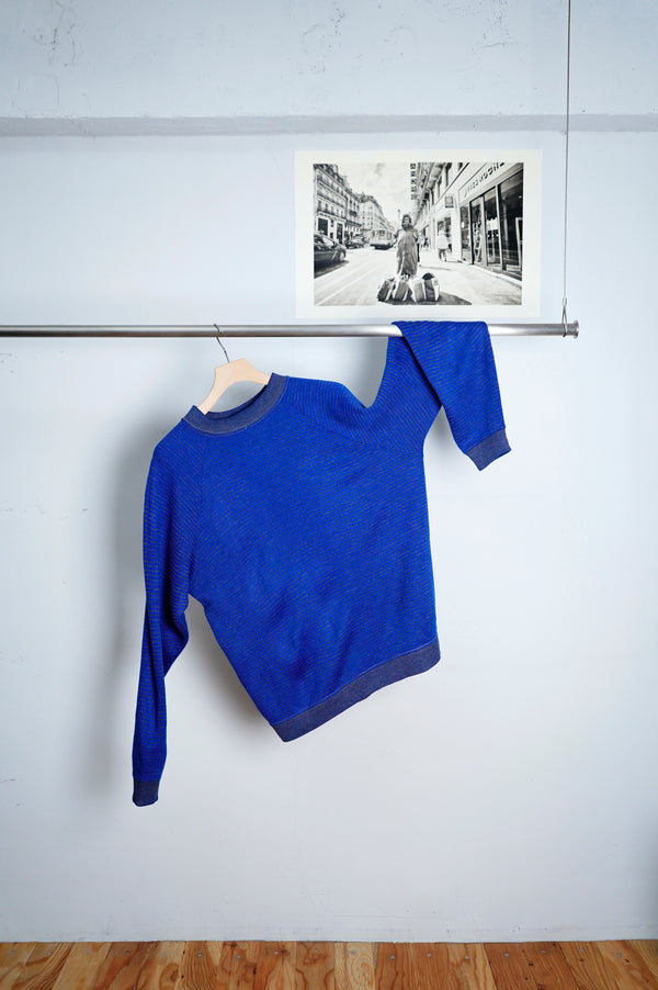 80’s "Creslan and Rayon" -Border Crew Neck Knit Sweater-