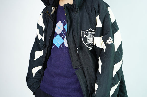 90's "RAIDERS" -Nylon Padding Stadium Jumper(WITH HOOD)-