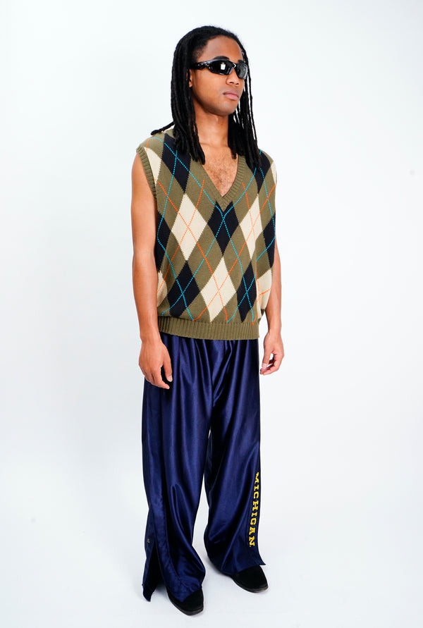 80's "benetton" -Argyle Pattern Cotton Knit Vest-