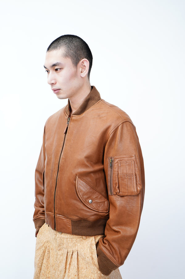 90's "POLO by Ralph Lauren" -"MA-1 Type" Leather Flight Jacket-