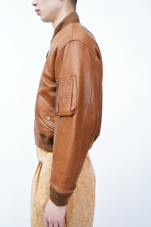 90's "POLO by Ralph Lauren" -"MA-1 Type" Leather Flight Jacket-