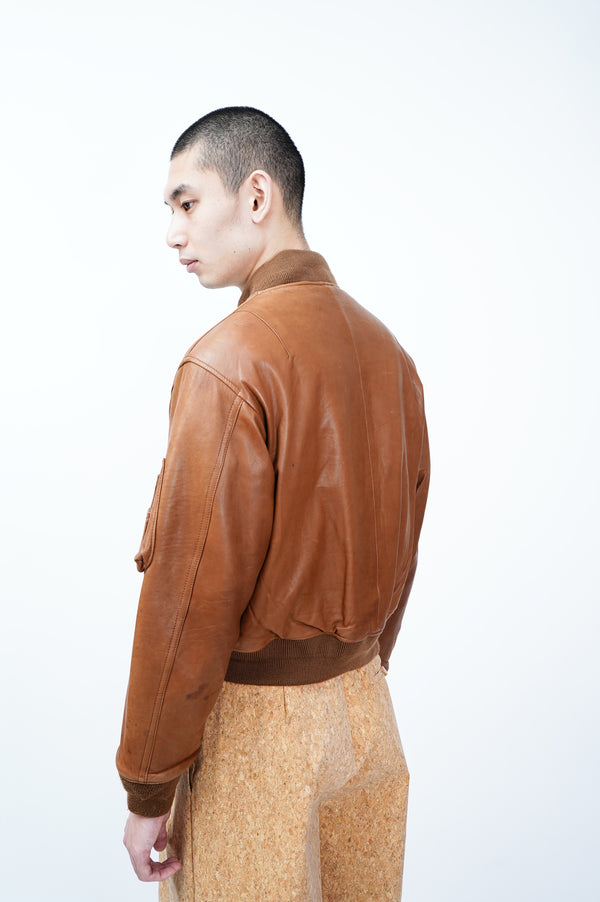 90's "POLO by Ralph Lauren" -"MA-1 Type" Leather Flight Jacket-