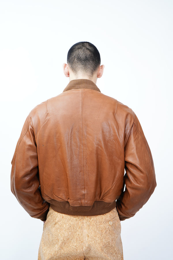 90's "POLO by Ralph Lauren" -"MA-1 Type" Leather Flight Jacket-