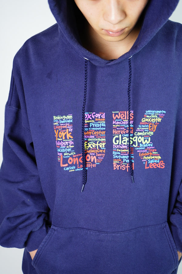 90's "Hanes" -"UK" Printed Sweat Hoodie-