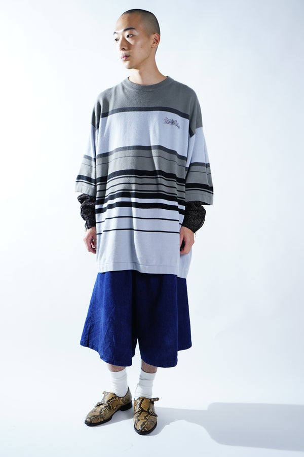 "SOUTHPOLE" -Border Patterned Crew Neck Knit Tee-