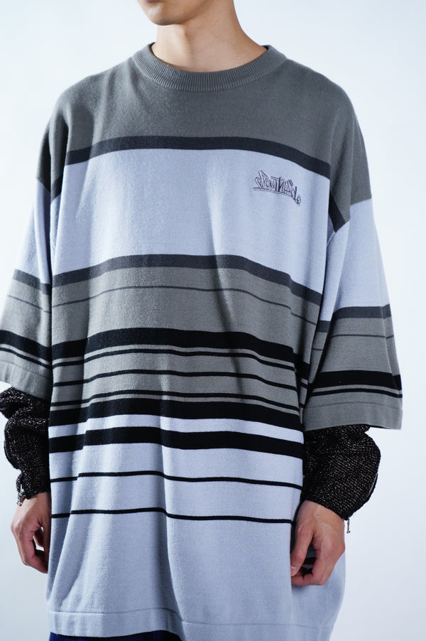 "SOUTHPOLE" -Border Patterned Crew Neck Knit Tee-