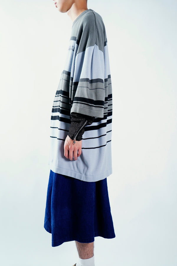"SOUTHPOLE" -Border Patterned Crew Neck Knit Tee-