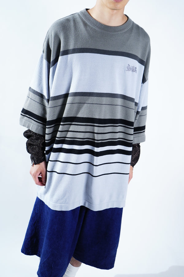 "SOUTHPOLE" -Border Patterned Crew Neck Knit Tee-