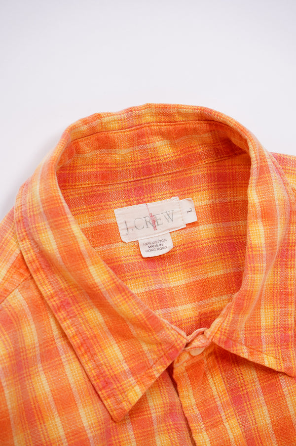 90's "J CREW" -Madras Check Pattern L/S Shirts-