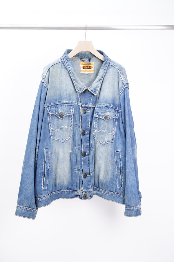 90's "RIVET DE CRU" -Stitch Design Denim Trucker Jacket-