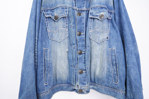 90's "RIVET DE CRU" -Stitch Design Denim Trucker Jacket-