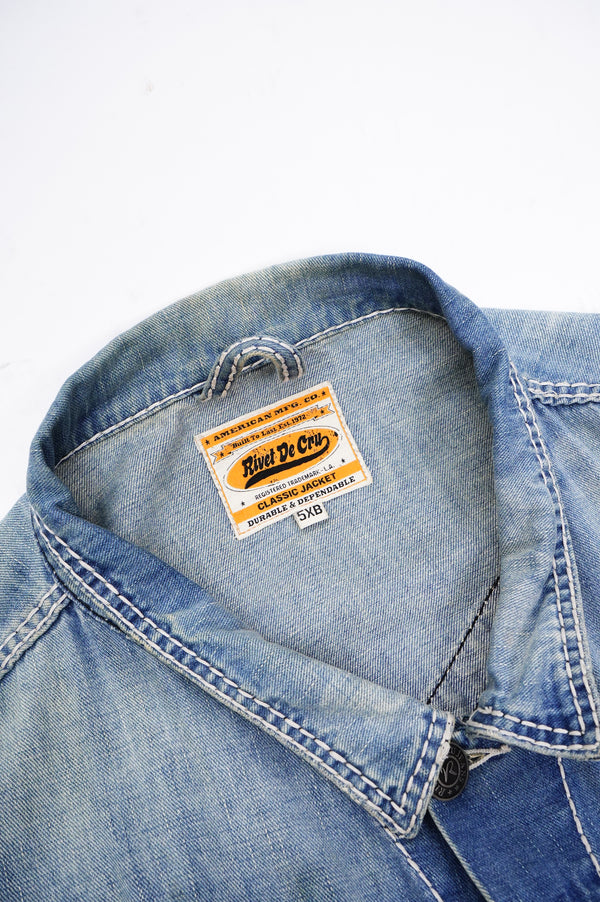 90's "RIVET DE CRU" -Stitch Design Denim Trucker Jacket-